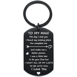 To My Man Keychain for Boyfriend, I love You Anniversary Keyring Gifts for Husband Spouse, Couple Gift for Him Birthday Valentines Day, Engagement Wedding Present for Fiance Groom