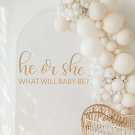 He Or She Decal Sign for Backdrop, Large Adhesive Sign Decal Letters Sticker Wall Decor Balloons Arch Backdrop Decorations for Baby Shower Party Supplies
