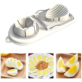 2 in 1 Double Egg Slicer, Dicer, Chopper, Also Slices Fruit and Veg, Made from Stainless Steel, 2 Assorted Colours (Blue Or White) with 1 Colour Sent at Random.