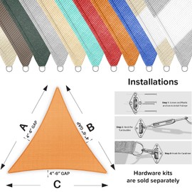 INFRANGE Sun Shade Sail Triangle 12' x 12' x 12' UV Block Sunshade Canopy Fabric for Oudoor Patio Pergola Garden Backyard Pool, Orange