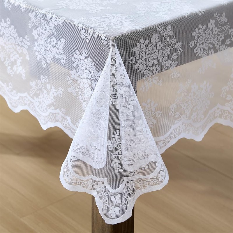 HLC.ME Jolene Floral Lace Fabric Tablecloth, Lace Fabric Table Cloth