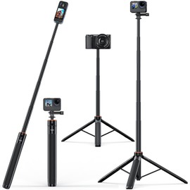 VRIG Camera Tripod, Smartphone Tripod, Compact, Selfie Tripod, 55.1 inches (140 cm) Extendable, Lightweight, 5 Levels of Telescope, Selfie Stick, Action Camera, Selfie Stick, Portable, Compact,