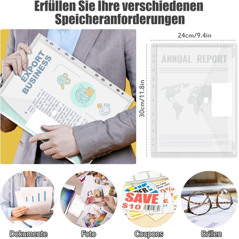 Document Wallet A4 20 Pack Waterproof Document Folder A4 for