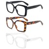 REAVEE 3 Pack Wide Oversized Reading Glasses for Women, Blue
