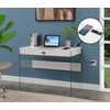 Convenience Concepts SoHo Glass Desk with Charging Station, 42", White