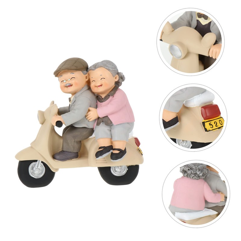 Gatuida 1Pc Elderly Couple Figurine Hand Painted Resin Statue Romantic
