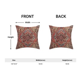 AEIOAE Boho Pillow Covers 18x18 Set of 2 Red Boho Vintage Style Decorative Throw Pillow Outdoor Linen Square Farmhouse Decor Retro Cushion Cover for Home Couch Sofa