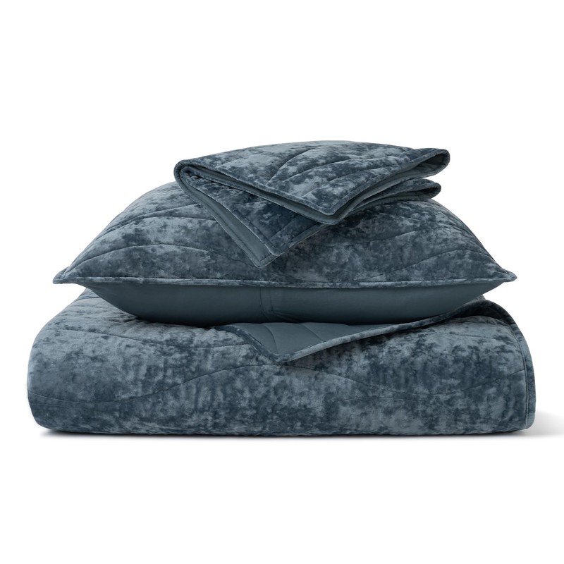 EVERGRACE Luxury Velvet Quilt King Size, Ultra Soft Velvet Bedding