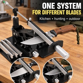 GEN2 Precision Knife Sharpening System with Adjustable 10–30° Angle and 320/800/2000 Grit Diamond Stones