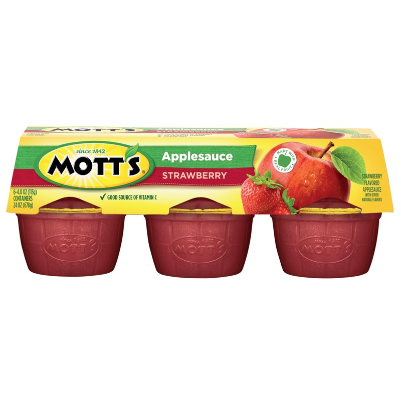 Mott's Strawberry Applesauce, 4 Oz Cups, 72 Count (12 Packs
