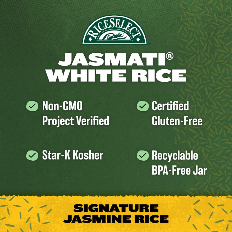 RiceSelect Jasmati Rice, Long-Grain Jasmine Rice, Premium Gluten Free Rice,