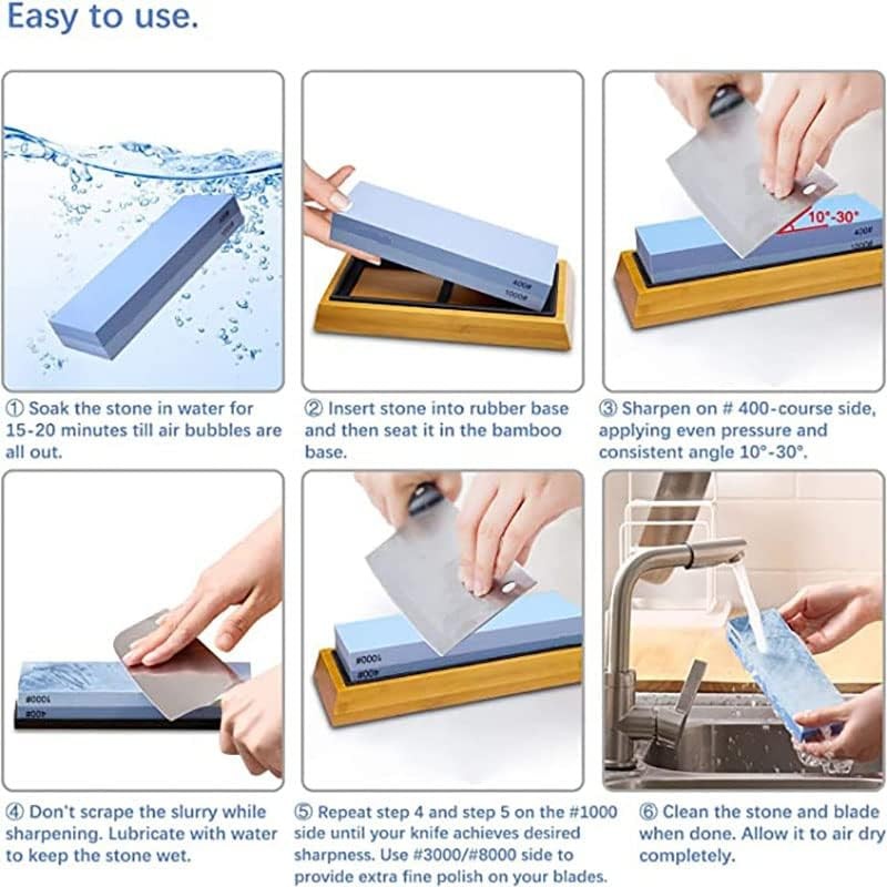 Emapoy Whetstone, Sharpening Stone Kit, Dual Sided 1000/6000 Grit Professional