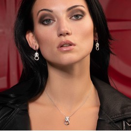 Namana Stunning Panther Earrings for Women. 925 Sterling Silver Earrings for Women with Green and White Cubic Zirconia Gemstones with Panther Motifs. Sterling Silver Dangle Earrings for Women