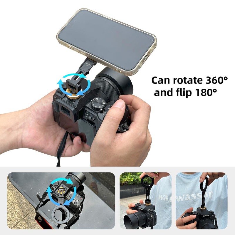 Magnetic Phone Tripod Mount,1/4" Thread Cold Shoe 360° Rotation,Compatible with