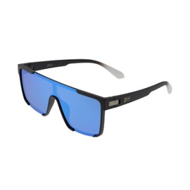 Zealous Captain Sunglasses for Men & Women – Stylish Transparent/Gray Frame with TAC Polarized Lenses and Revo Coating (Gray with Flourescent Blue Lens + Revo Coating)