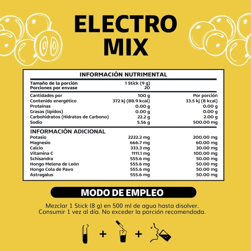Electrolitos Con Hongos Adaptogenos en Polvo - Nootropico - Energetizante