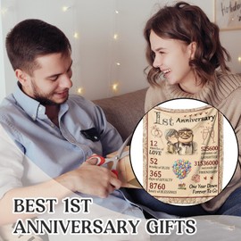 1st Anniversary Wedding Gifts for Wife, Couples Gifts Blanket,Paper 1st Wedding Anniversary Birthday Gifts for Wife from Husband,Anniversary Presents for Girlfriend,One Year Anniversary for Her