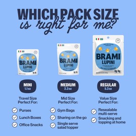 BRAMI Lupini Beans Snack, Variety Pack | 7g Plant Protein, 0g Net Carbs | Vegan, Vegetarian, Keto, Plant Based, Mediterranean Diet, Non Perishable, 5.3 Ounce (Pack of 8)