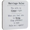 Marriage Rules Cork Coaster Novelty Gift Anniversary Wedding Engagement Funny