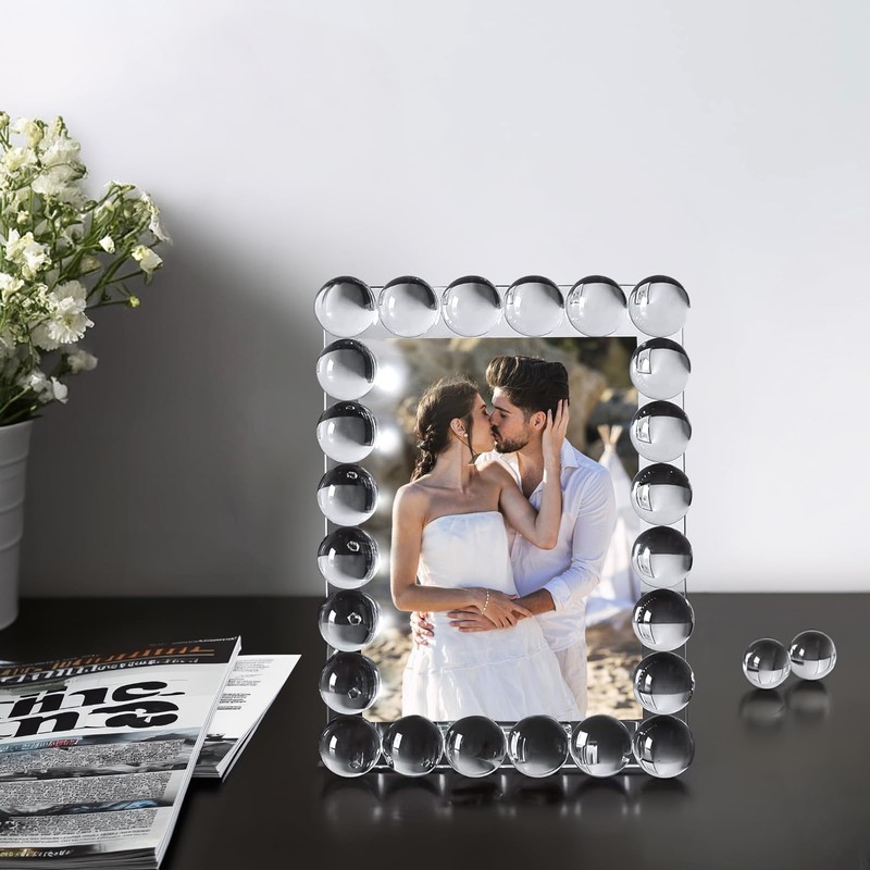 SAAEH SWWH 5x7 Clear Bubble Crystal Picture Frame,with 24 Clear