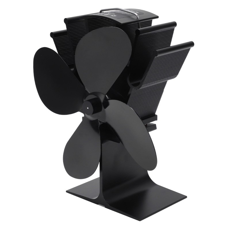 4 Blade Heat Powered Stove Fan Silent Eco Friendly Aluminium
