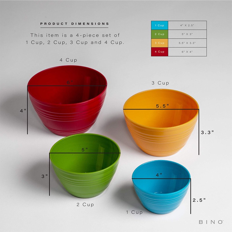 BINO Plastic Mini Prep Bowls with Lids Set - Plastic