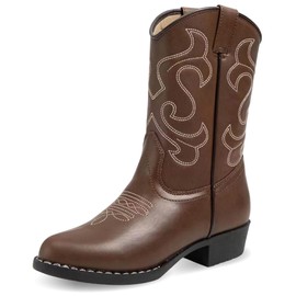 Premium Kids Cowboy Boots - Comfort Fit for Toddlers, Boys and Girls - Durable & Stylish Western Wear for Young Riders (Brown)
