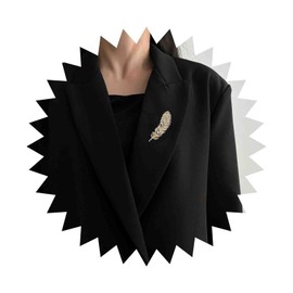 Cimenexe Vintage Crystal Feather Brooch Gold Cz Feather Brooch Pin Cz Paved Feather Pin Brooch Rhinestone Feather Brooch Pin Wedding Lapel Pin Banquet Badge Pins Jewelry for Women and Girls Gifts