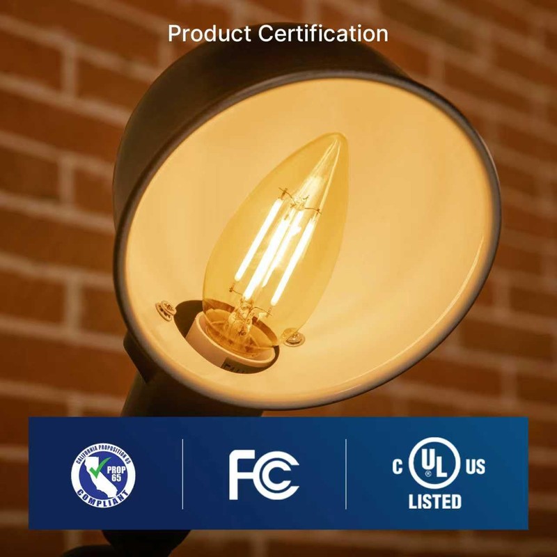 FLSNT 40W Equivalent LED Chandelier Light Bulbs, Dimmable Amber LED