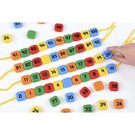 EDUCATIONAL ADVANTAGE Kids 0-100 Number Beads in Multicolored - Counting Learning Sorting Toy - 101 Pieces - 4+ Years