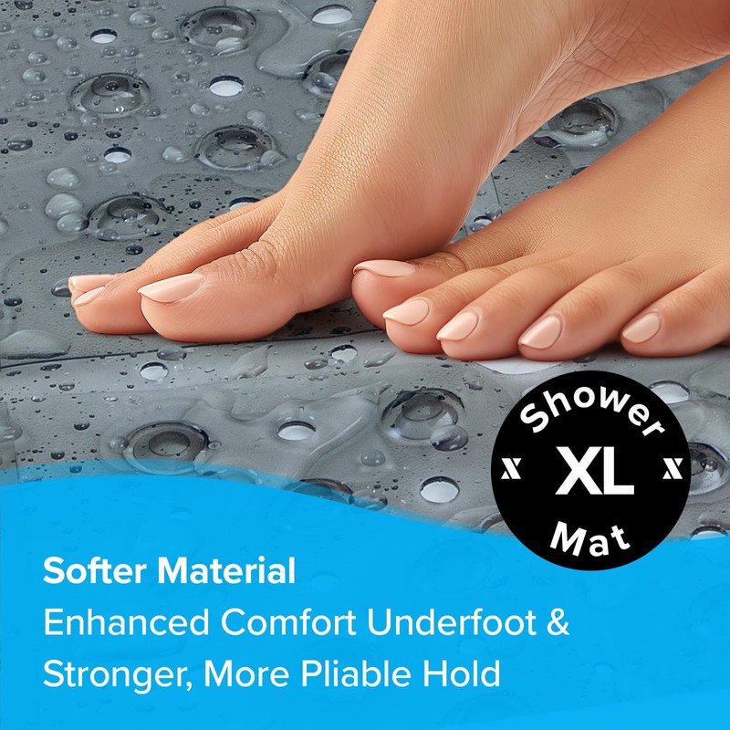 SlipX Solutions 27" Oversize Square Shower Mat, Non-Slip Mat for
