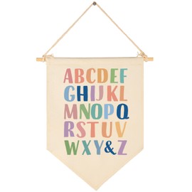 Alphabet Educational-Canvas Hanging Flag Pennant Banner Wall Decor Decor Gifts for Baby Boys Girls Kids,Classroom Nursery Homeschool Baby Room Playroom Reading Room Bedroom Wall Deocr Gifts