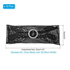 PATIKIL 14"x6" Stretch Chair Sashes Bows, 10 Pack Elastic Chair Bands Sashes with Buckle Slider for Wedding Banquet Decorations, Black