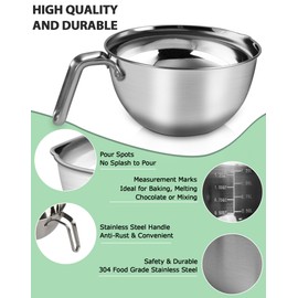 Marsheepy Stainless Steel Mixing Bowls With Handle And Pour Spout,3 Pieces Of Thick Stainless Steel Nesting Storage Bowls With Silicone Spatula for Kitchen Use,Size 1.1/1.8/2.3 Quart