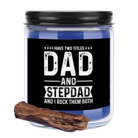 CWEGSJ Funny Dad Gifts from Daughter Son Father 7oz Sandalwood Scented Soy Candle for Step Dad Birthday Gifts Father’s Day Gift (Candle-Dad&Stepdad)