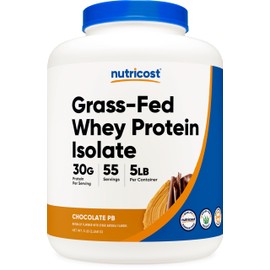 Nutricost Grass-Fed Whey Protein Isolate (Chocolate Peanut Butter, 5LBS) - Non-GMO, Gluten Free