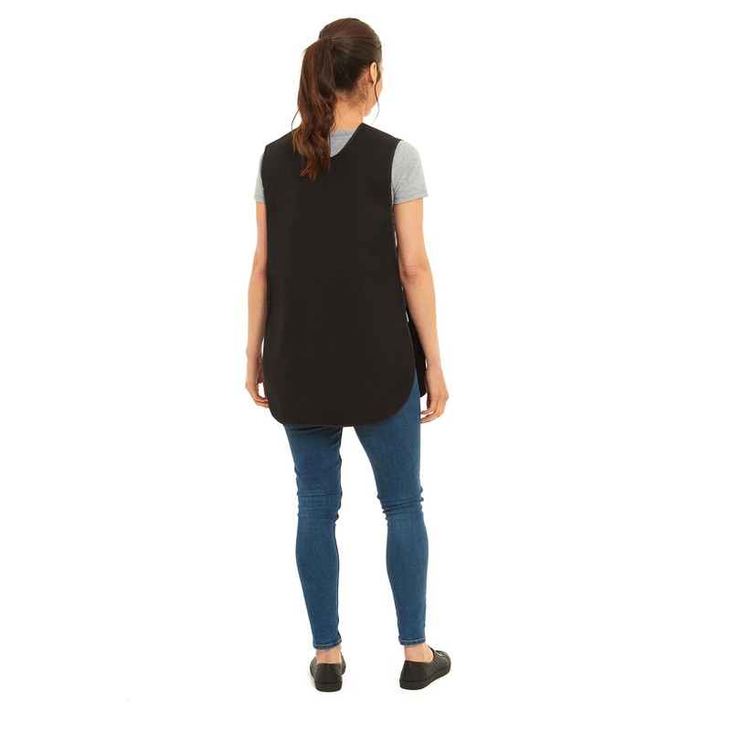 Ladies Plain With Matching Piping Tabard Apron Overalls Front Pocket