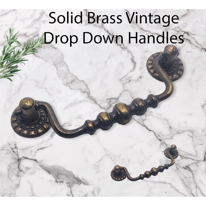 Universal Hardware Solid Vintage Cabinet Handles Antique Brass Swan Neck