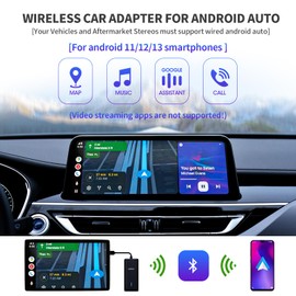 AACPLAY Wireless Android Auto Car Adapter Converts Wired Android Auto to Wireless, Android Auto Dongle Wireless for AA Smarphone, USB Type-A or Type-C Plug-in