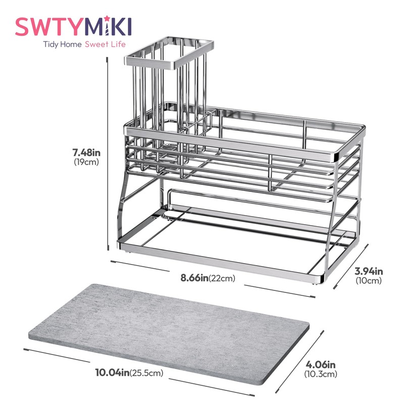 SWTYMIKI Kitchen Sink Caddy Organizer - 2 Tier Sponge Holder