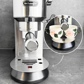 Stainless Steel Drip Tray for DeLonghi Dedica Enlarged Drip Rack with Splash Guard, Space for 2 Cups, Compatible with EC 685 and EC 885 - Made in Germany