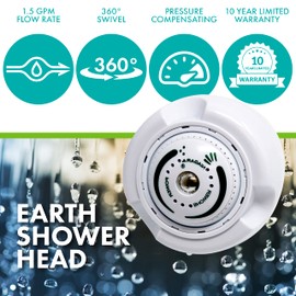 Niagara Conservation N2915N Earth Spa 3-Spray with 1.5 GPM 2.7-in. Wall Mount Adjustable Fixed Shower Head in White, 1-Pack | Bathroom Shower Head Sprayer with Pressure Compensation Technology