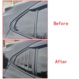 Anfigo Rear Side Window Louvers Compatible with Camry 2018 2019 2020 2021 2022 2023 2024, ABS Air Vent Scoop Cover Window Blinds, Glossy Black