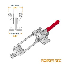 POWERTEC 20324-P2 Vertical Latch Action Toggle Clamp 40344 w Threaded U Bolt and Red Vinyl Handle Grip – 1980 lb Holding Capacity, 2 PK