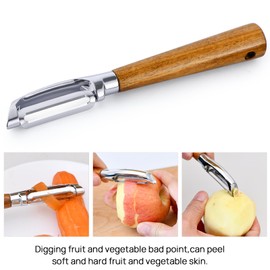 KYDIFS Left Handed Peeler, Kitchen Peeler for Vegetable, Potato, Fruit, Apple, Carrot, Durable Sharp Stainless Steel Blades and Non-Slip Acacia Wood Handle
