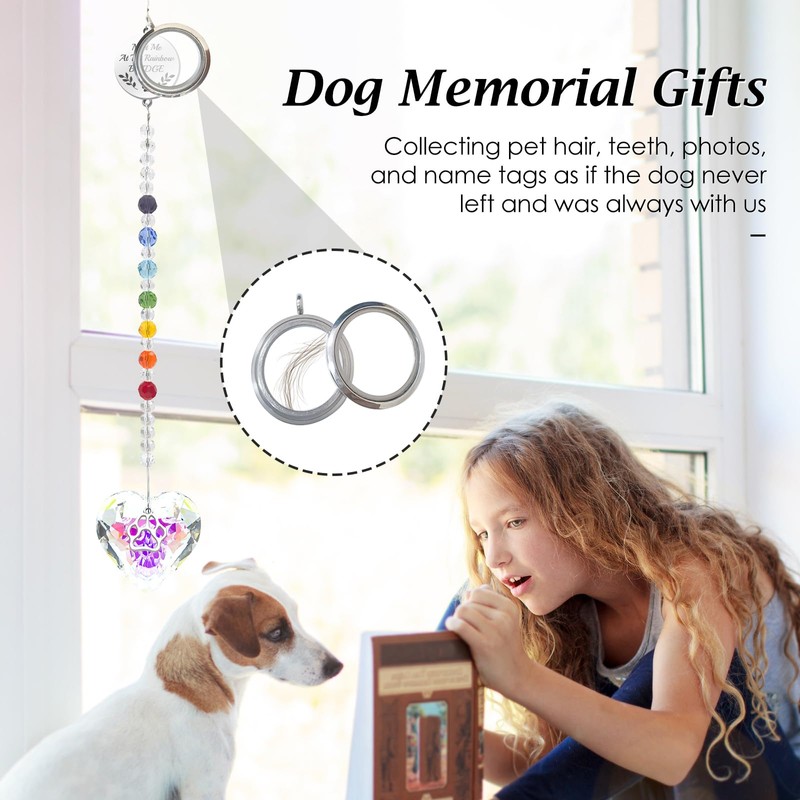 Teeloray Crystal Suncatcher Pet Memorial Gift, Rainbow Prism Window Decorative