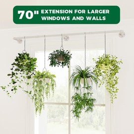 Bamworld Hanging Planters for Indoor Plants Plant Hanger Indoor Hanging Plant Holder Window Plant Shelves Metal Rod(Pot&Plant Not Included) 70in White
