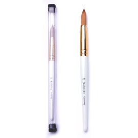 Acrylic Nail Brush Size 20, Kolinsky Acrylic Nail Brush for Acrylic Powder, Application Nail Art Drawing Brush for Extension Nails Carved for Beginners and Professionals (20#, White)