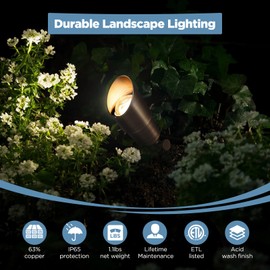 Gardencoin Solid Brass Outdoor Landscape Spotlight, 12V Low Voltage LED Spot Light Waterproof for Garden and Yard Uplighting, Bronze Heavy Duty Accent Lighting Fixture with 2700K Bulb, Single