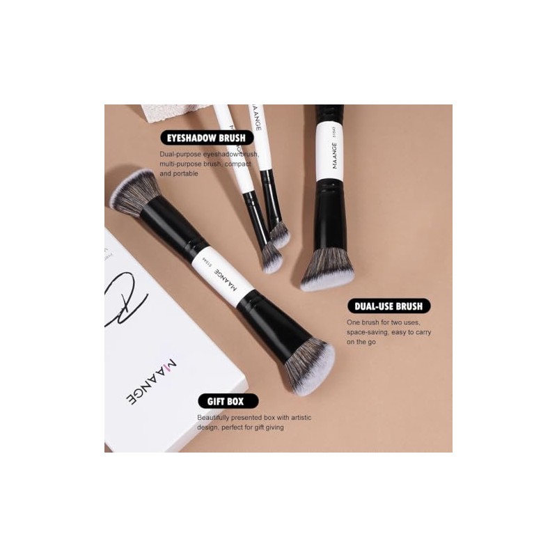 MAANGE Set de 4 Brochas de Maquillaje de Doble Punta